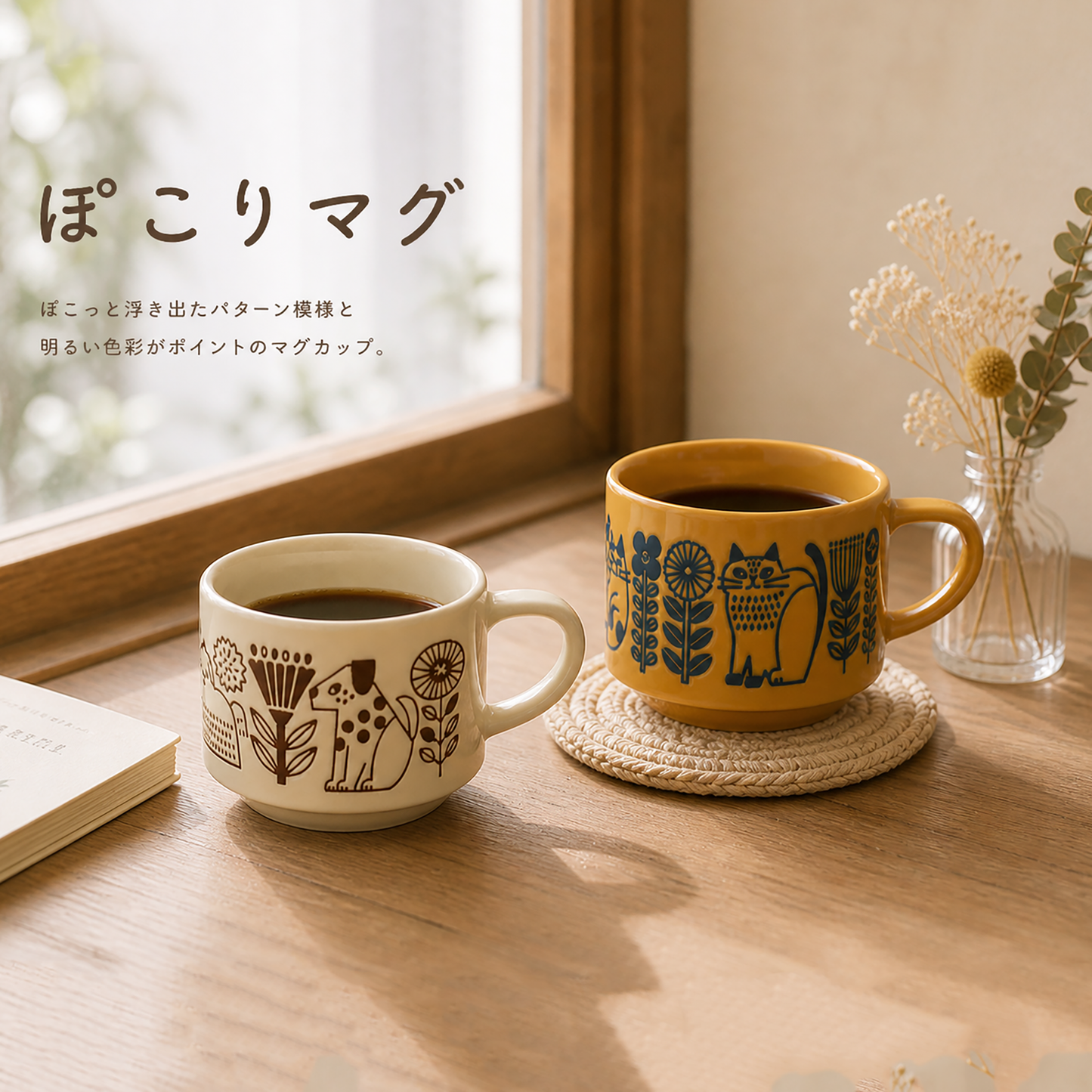 DECOLE coffee cup with embossed animal motif: Hedgehog