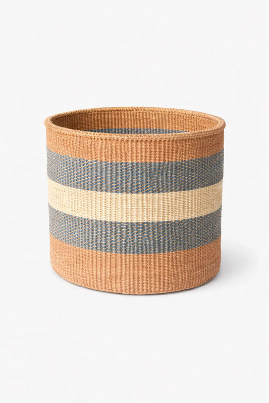 Hadithi Zebra Basket - Practical Weave: Light Blue / S & M