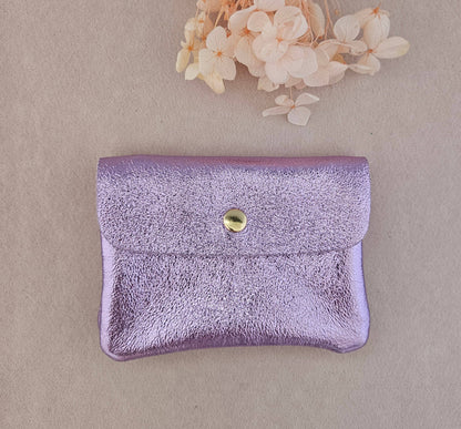 Metallic leather Kangoo wallet: Leo Clear