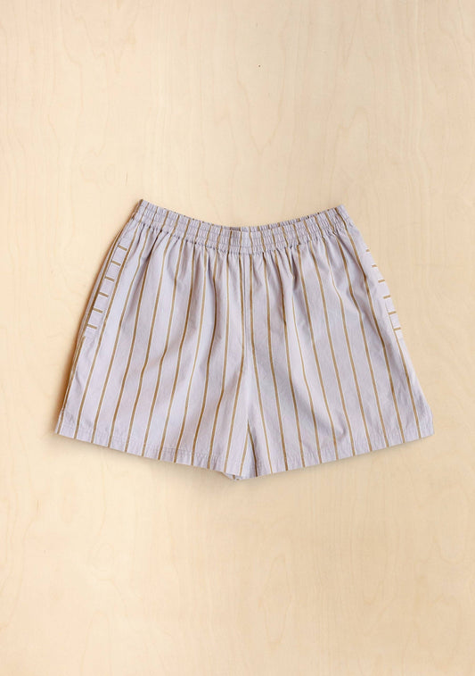 Cotton Shorts in Lilac Stripe