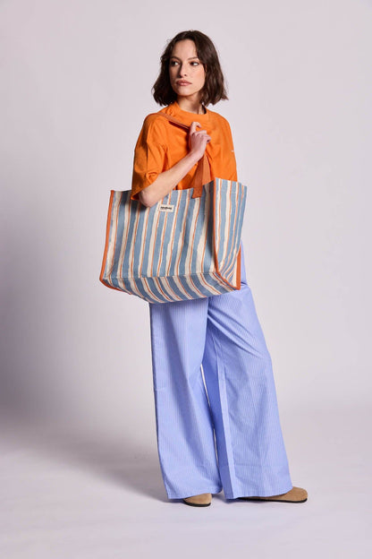 Claude tote bag orange and blue stripes