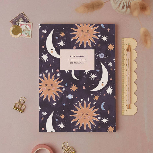 Sun And Moon Notebook | Plain Page Journal | Blank Notebooks