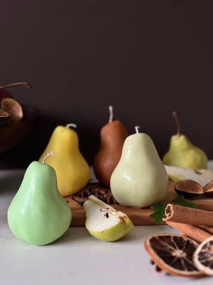 Pear-shaped candles | Pear Fruit Candles | Scented Candles : Brown / Unscented