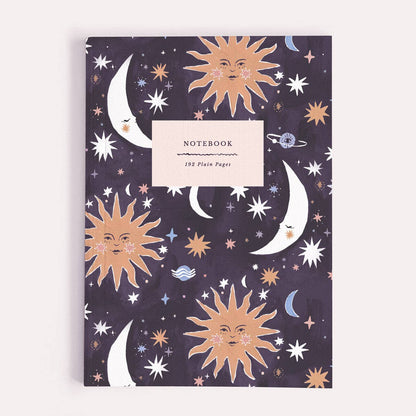 Sun And Moon Notebook | Plain Page Journal | Blank Notebooks