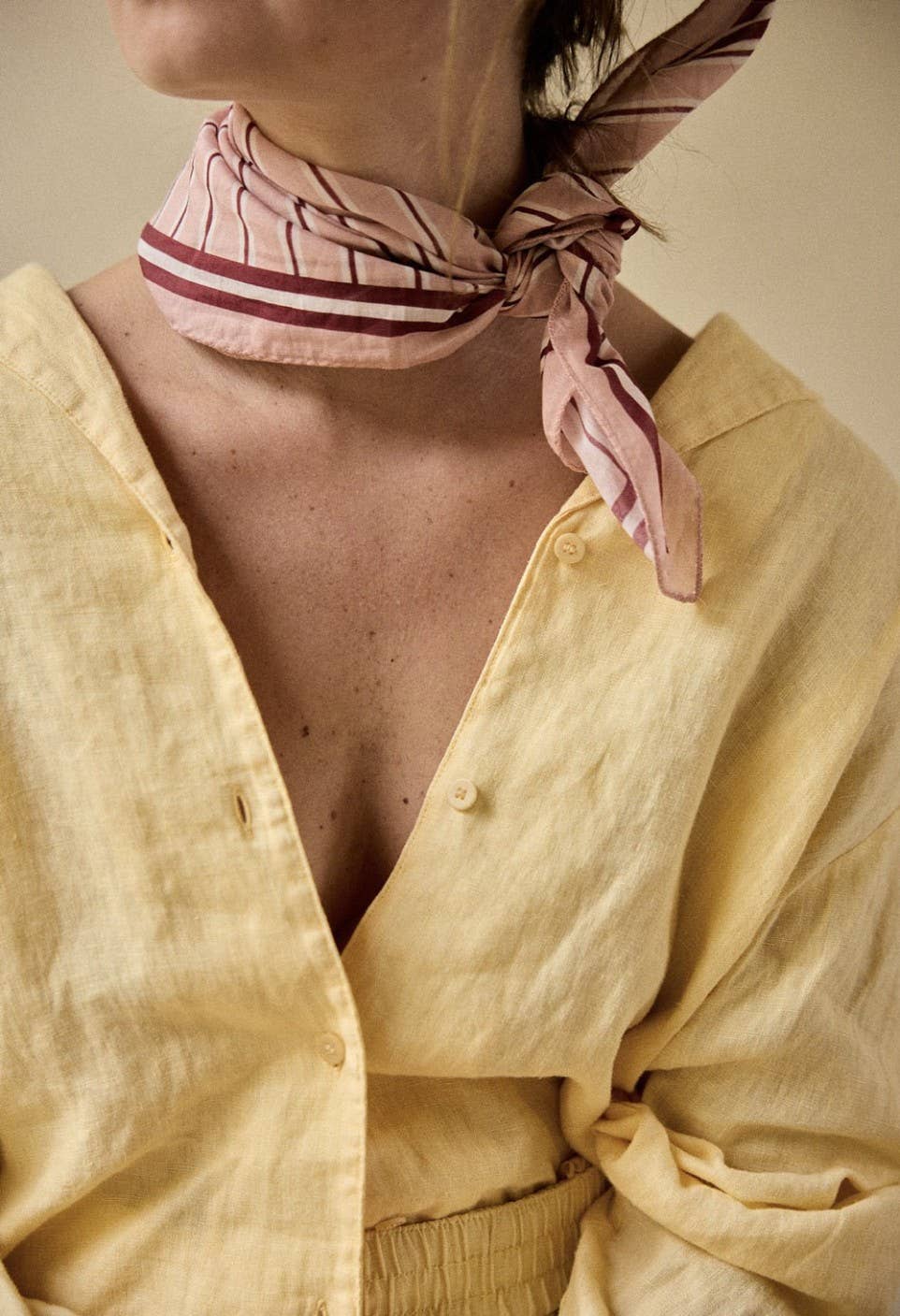 Small cotton voile scarf Vermilion Stripes: RAYURES VERMILLON