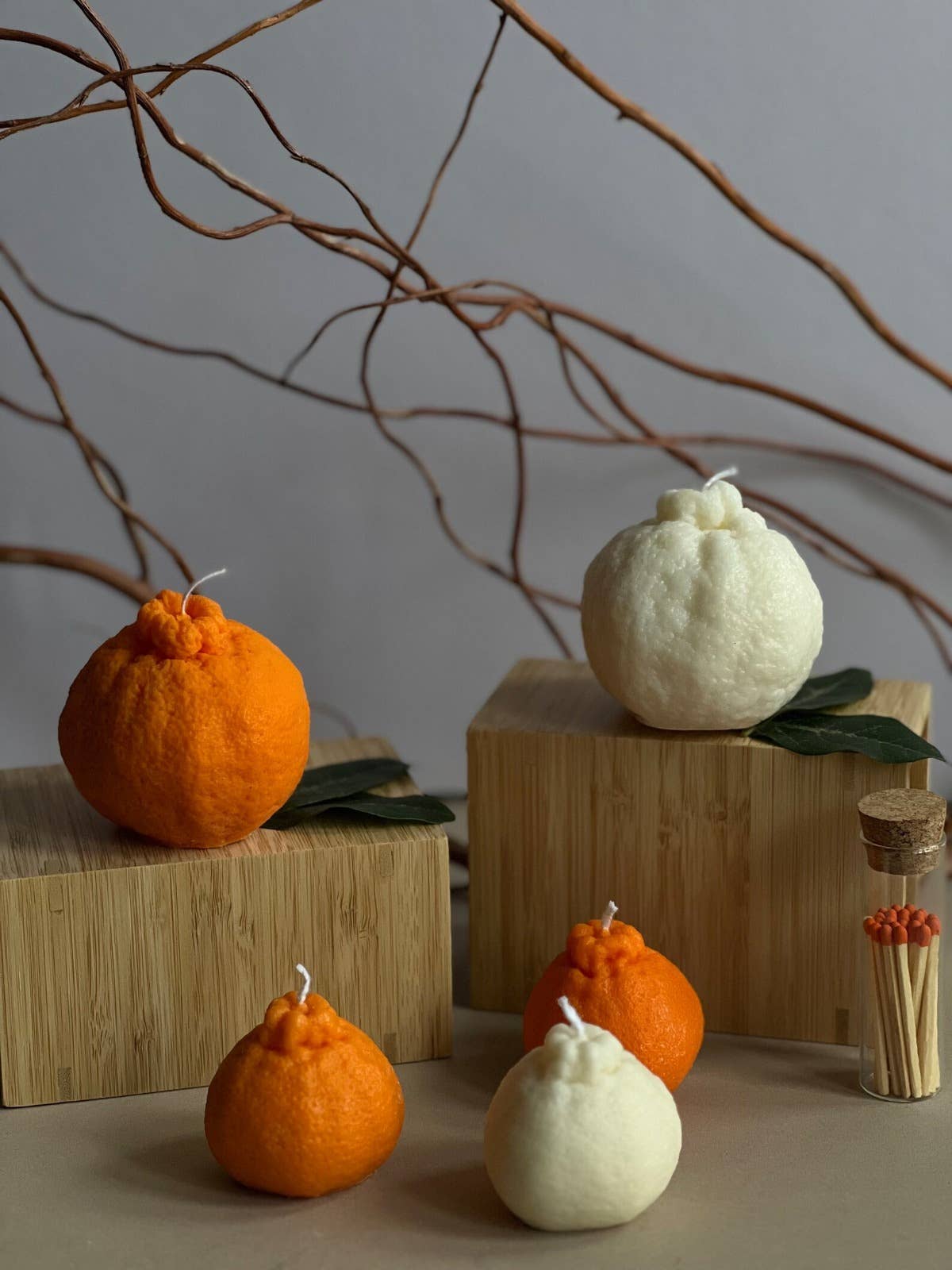 Soy wax Orange shaped candles / Tangerine Fruit Candle: Orange / Lime and Mandarin / Large