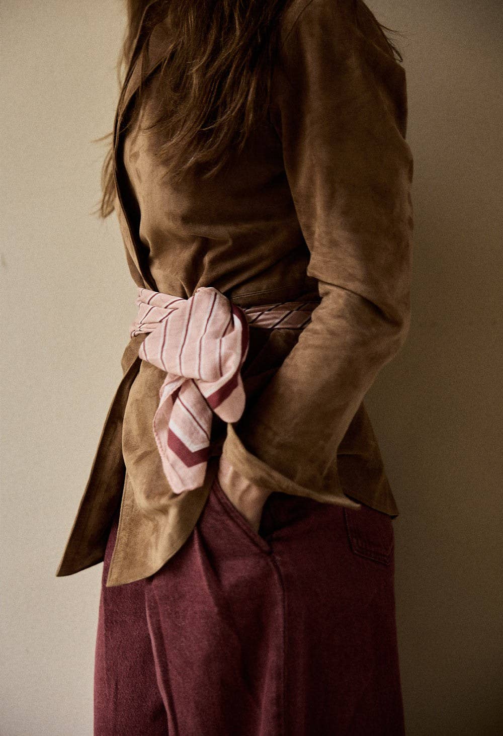 Vermilion Stripes Cotton Voile Scarf: RAYURES VERMILLON