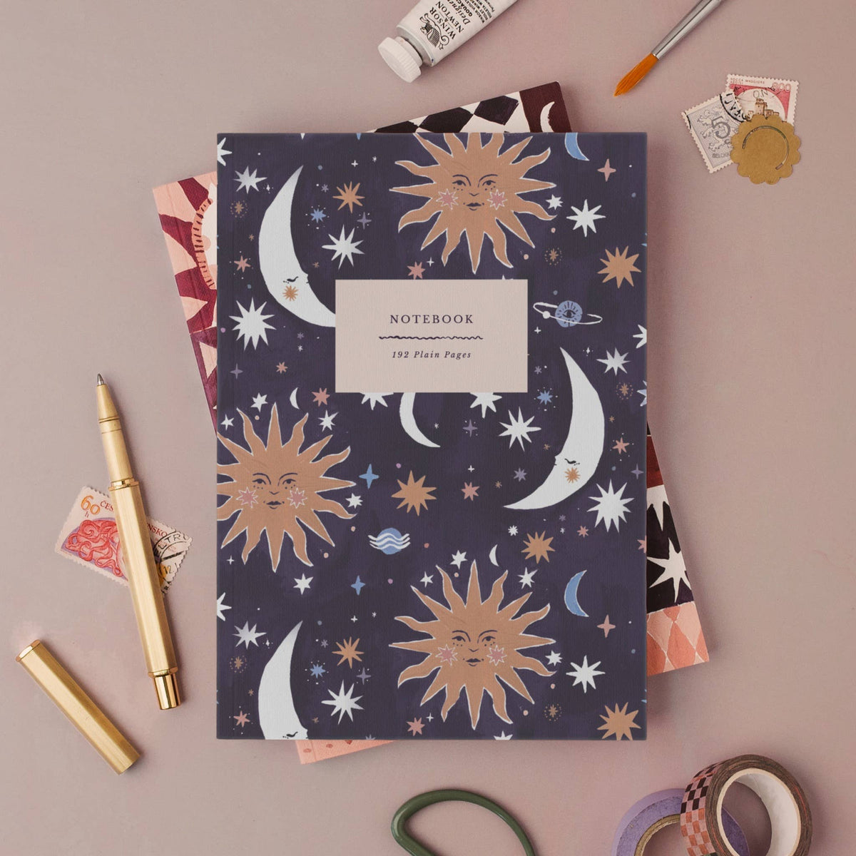 Sun And Moon Notebook | Plain Page Journal | Blank Notebooks