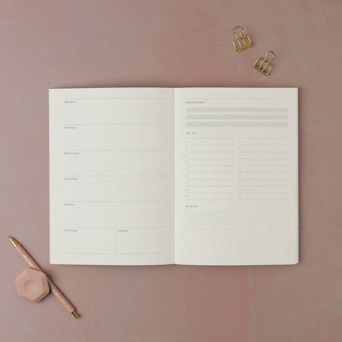 Pinstripe Weekly Planner | Undated Weekly Organiser