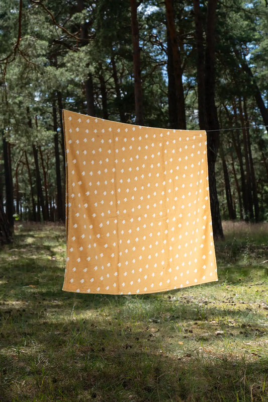 jacquard Beach Towel – pied-de-poule – yellow/ white