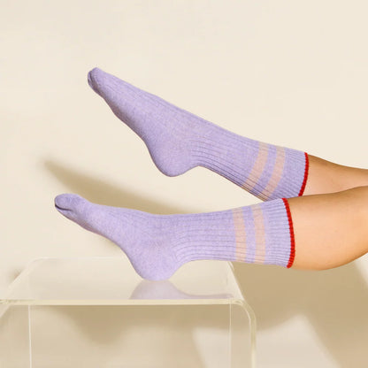 Gestrickte Wollsocken – Lavendel