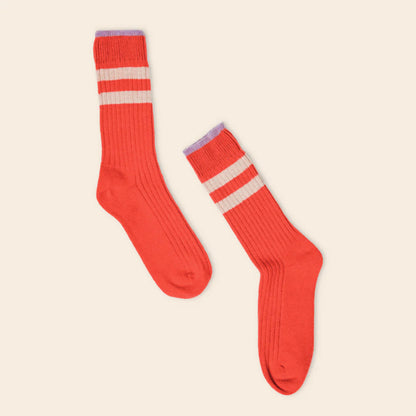 Thin Knitted Wool Socks - Red