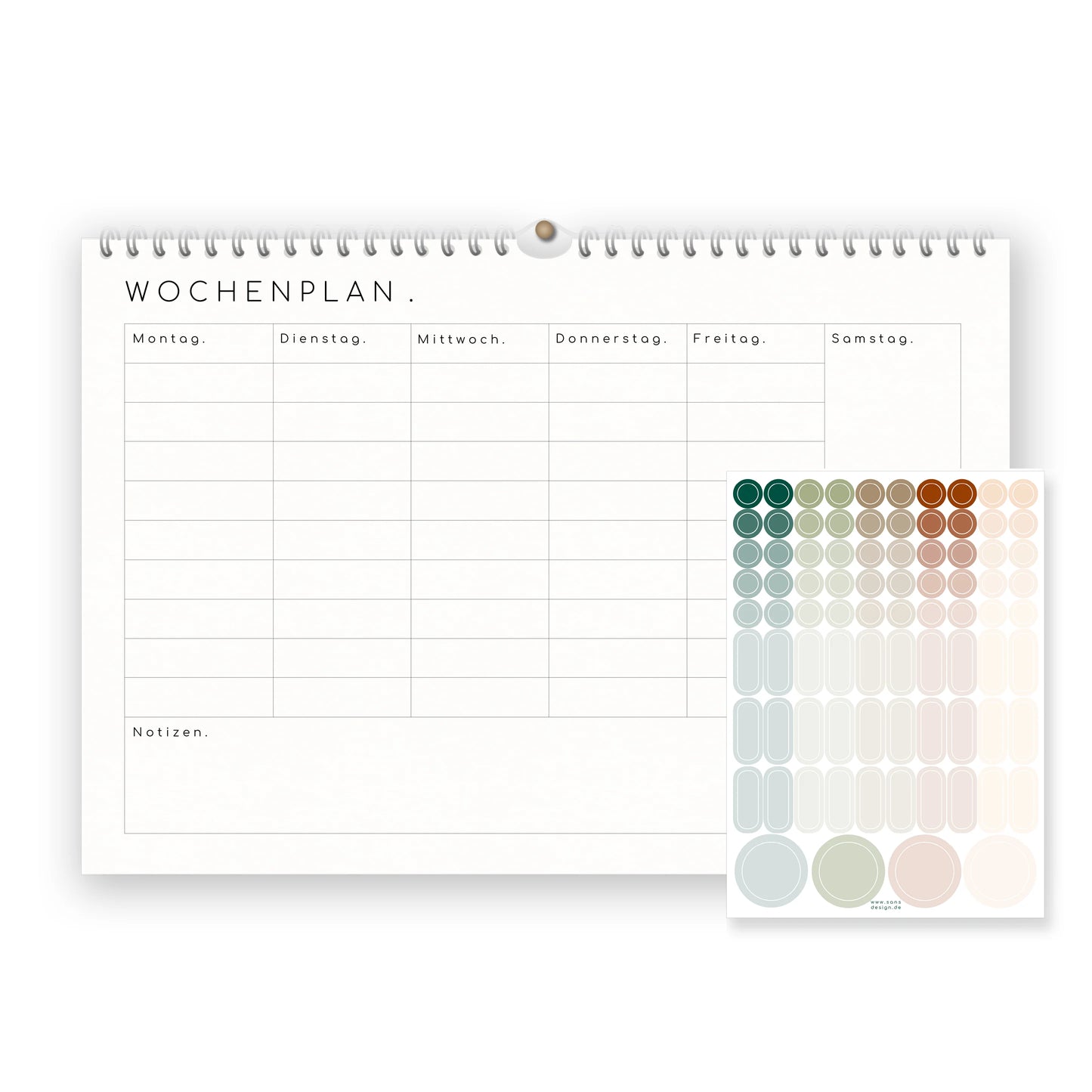 Weekly planner with stickers