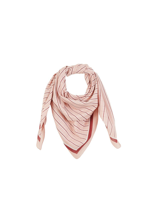 Vermilion Stripes Cotton Voile Scarf: RAYURES VERMILLON