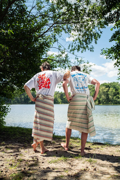 Traditionelles Hamamtuch – handgewebt – Grüne Linien