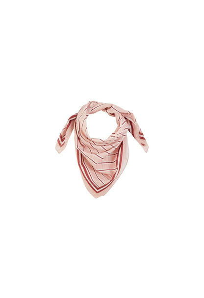 Small cotton voile scarf Vermilion Stripes: RAYURES VERMILLON - 60x60cm