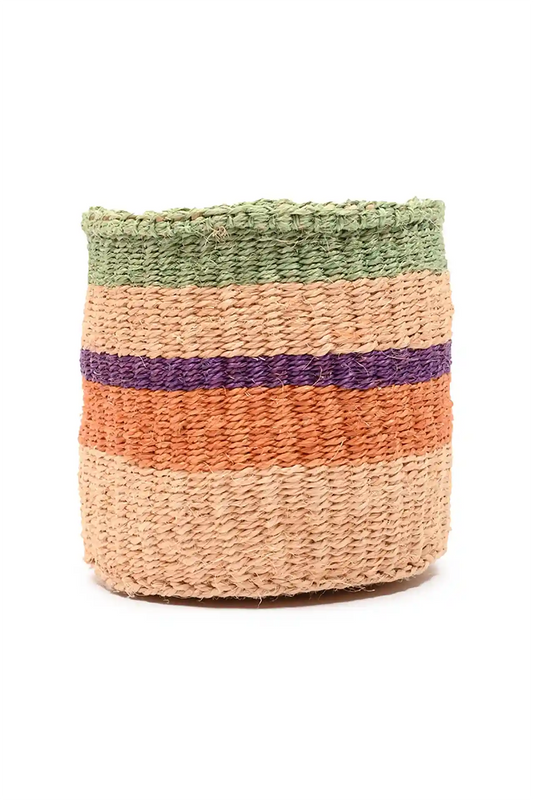 RELI: Orange, Purple & Green Stripe Woven Storage Basket