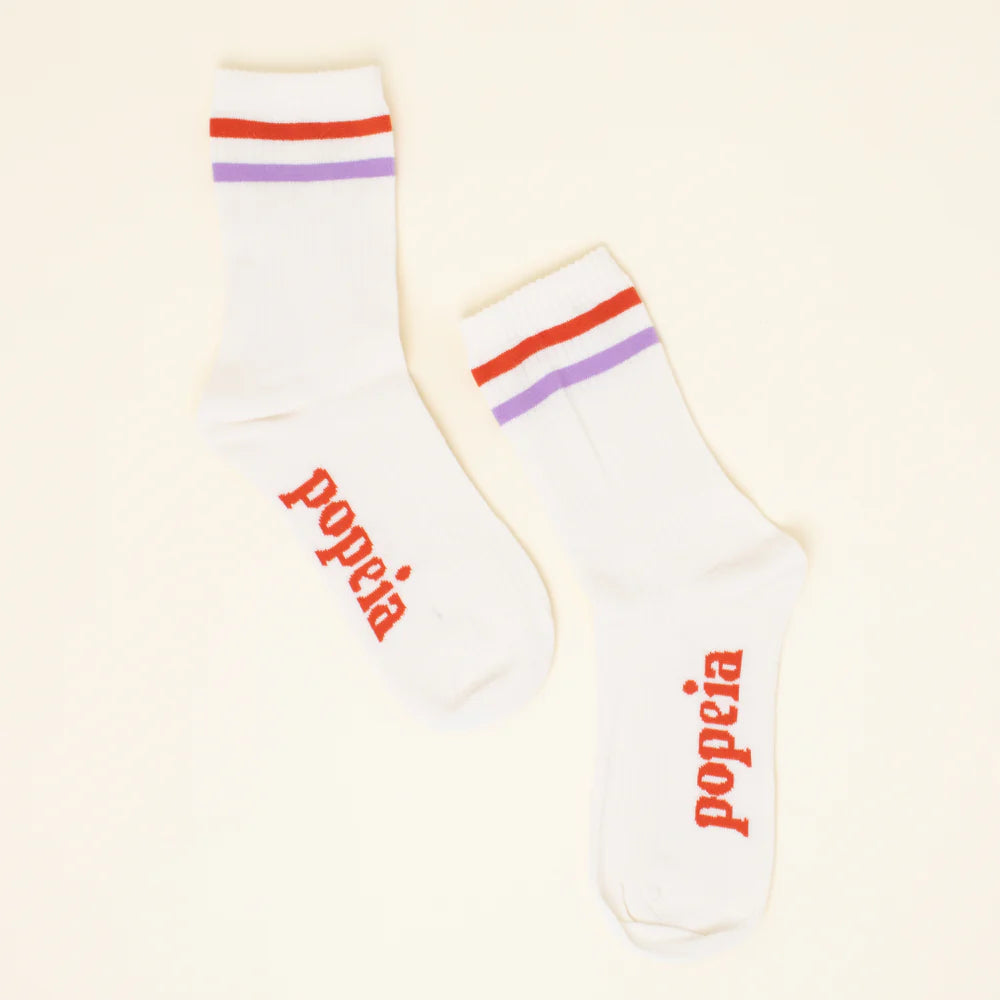 The Sporty – Organic Cotton Socks – Lavender/ Red